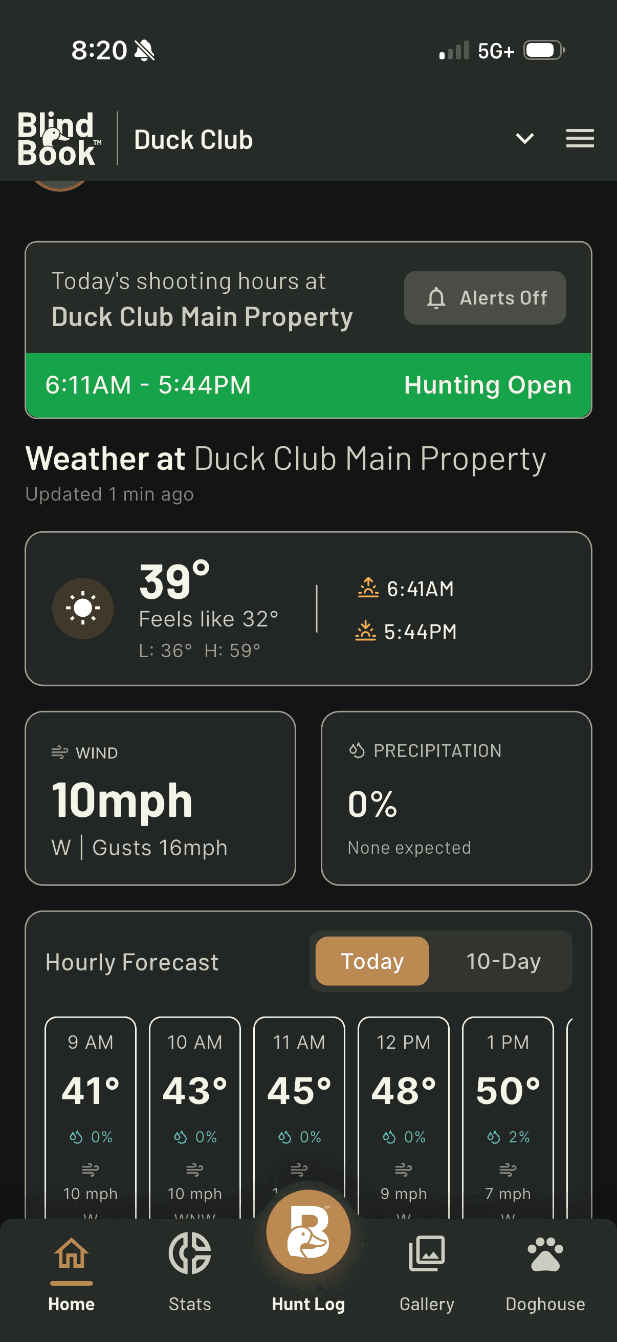 Duck Club dashboard with weather and forecast